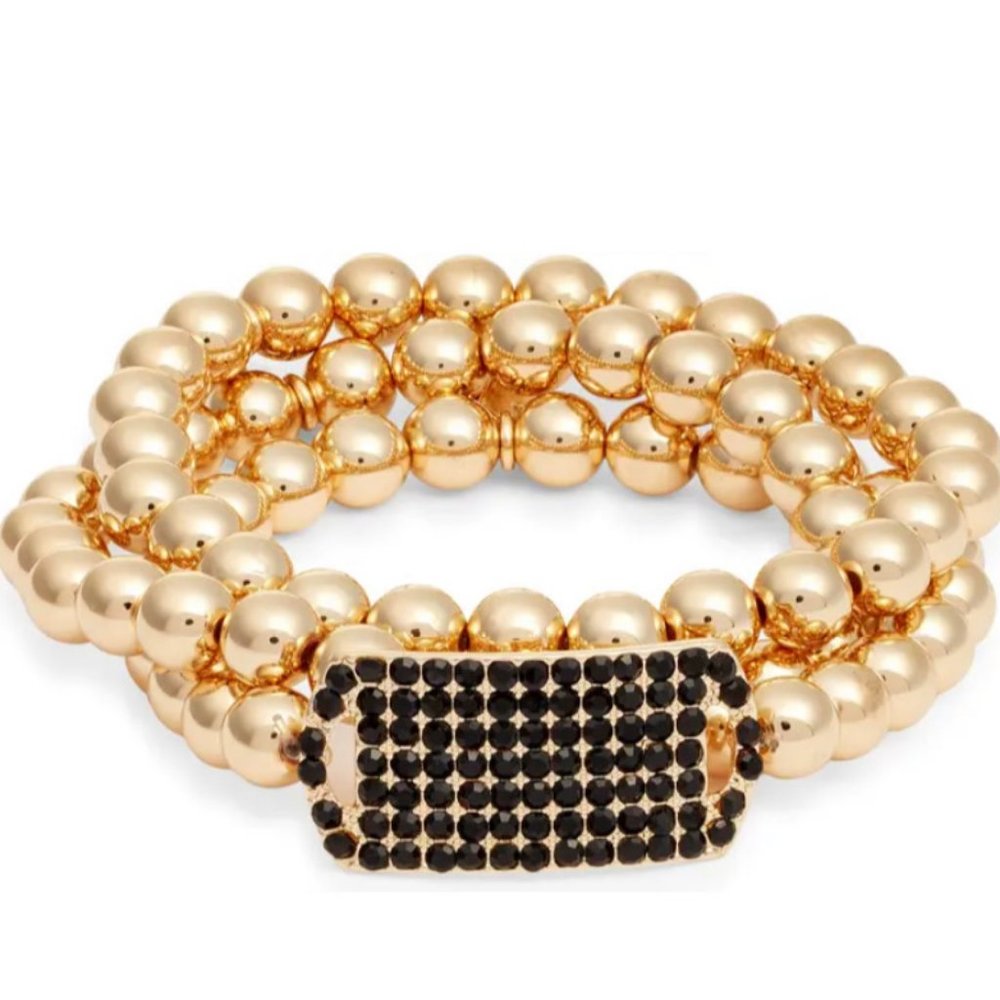Pavé ID Pendant Layered Stretch Bracelet